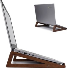 Wooden Laptop Stand Compact Travel Carry Pouch with Protective Silicone Pads picture