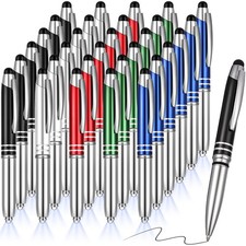 Pack 3-in-1 Metal Stylus Pens LED Flashlight Black Ink Touchscreen Ballpoint picture