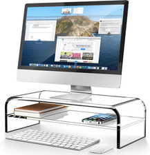 2-Tier Acrylic Monitor Stand Computer Riser for Desk Home Office Keyboard picture