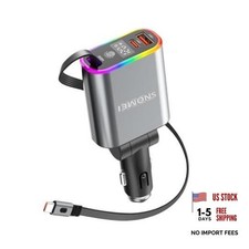 120W Retractable Car Charger, 3-in-1 Fast USB C Car Adapter with 31in picture