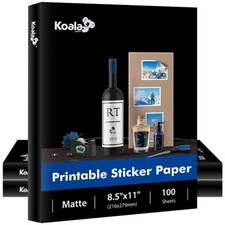 300 Sheets Koala Sticker Paper 8.5x11 Matt White Full Sheet Label Inkjet / Laser picture
