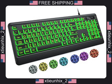 Large Print Keyboard with 7 Backlight Colors, USB Wired, Full Size for Windows picture