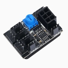 8-Port PC Case Fan Hub 3/4-Pin PWM Speed Controller DC12V 6-Pin 17A Black picture