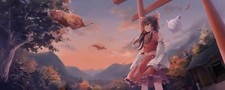 Landscape anime girls touhou building hakurei reimu Custom Gaming Mat Desk picture