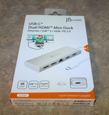 j5create JCD381 USB Type-C Dual HDMI Mini Dock Adapter 