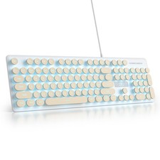 Full Size Pink Retro Punk Keyboard 104Key Round Keycap LED White Backlight picture