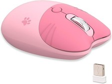 Cute Cat Wireless Mouse, 2.4GHz Wireless Silent Mouse, USB Receiver, Purple picture