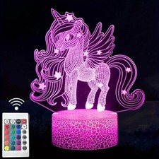 1pc Cute Pony 3D Night Light, With Touch & Remote Control, 16-Color Changing Amb picture