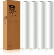 A4 Thermal Printer Paper 4 Roll 8.3 inches Wide Fax Paper Compatible W/ PeriPage picture