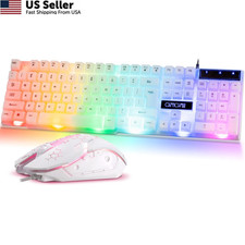 CHONCHOW RGB Gaming Keyboard and Mouse Combo,USB Wired Light Up White  picture