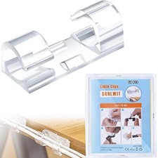  50 Pcs Self Adhesive Cable Management Clips, Cable Large Transparent-large picture
