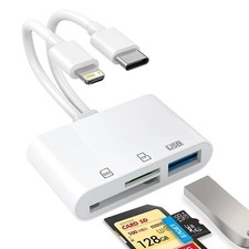 SD Card Reader for IPhone IPad, Lightning and USB C Dual Port SD Card Adapter US picture