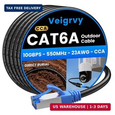 Cat6A Outdoor Ethernet Cable 100 ft Supports POE, 23AWG 550MHz High-Speed CAT6A picture