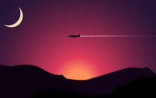 Landscape aircraft minimalism mountains moon jets art Custom Gaming Mat Desk picture