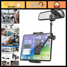 Universal Rearview Mirror Tablet Holder - Metal Clip Mount for 5.5-15.6” Devices picture