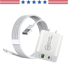  For iPhone 14 13 12 11 XR 8 6 Lot 20W PD QC Fast Charger Wall Adapter USB Cable picture