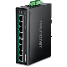 TRENDnet 8-Port Industrial Unmanaged Fast Ethernet PoE+ DIN-Rail Black picture