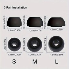 Ear Pads for AirPods PRO / PRO 2, Ear Caps Ear Tips 3 Pairs S/M/L Black picture