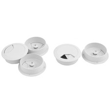 Plastic Computer Desk Round Grommet Wire Outlet Cord Cover Cap Gray 5pcs picture