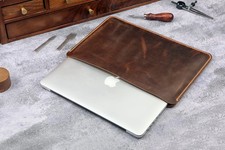 Hand Stitched Genuine Leather macbook sleeve case for Macbook Air M4 13 15 picture