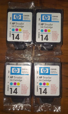 LOT OF 4 HP 14 C5010D TRI-COLOR CARTRIDGES EXPIRED SEALED GENUINE picture
