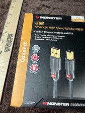 Monster Essentials USB to USB/B Cable High Speed 7' (2.13M) Printer Cable - NEW picture