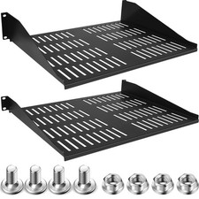 2 Pcs 1U 2U Server Rack Shelf Universal Vented 19 x 14.5 x 3.5 inches, black  picture