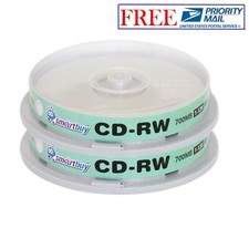 20 Pack Smartbuy CD-RW 1-12X 700MB/80Min High Speed Branded Logo Rewritable Disc picture