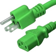 5 PACK LOT 3ft NEMA 5-15P - C13 Green Power Cord 18AWG 10A/1250W 125V 3-Prong 1M picture
