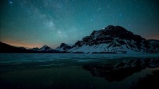 Landscape mountains nature reflection frozen lake stars Custom Gaming Mat Desk picture
