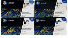 New Genuine HP 647A/648A Black Cyan Magenta Yellow 4PK Toner Cartridges Box picture