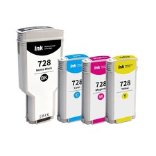 728 Ink Cartridges 4-Pack Compatible for HP 728 F9J68A F9J67A F9J66A F9J65A f... picture