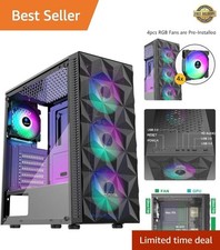 Mid Tower RGB Gaming PC Case with Diamond Mesh & Tempered Glass, 4 Fans picture
