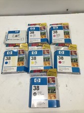 Lot of 7 -- OEM HP 38 Cartridges -- New Sealed-- see description for colors picture