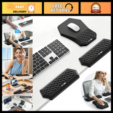 L-Shaped 2-in-1 Desk Pad Set with Elbow & Wrist Rest, Black Mouse Pad picture