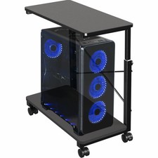 VIVO Black Mobile PC Cart with Storage, Premium Computer Tower Holder picture