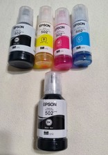 Epson 502 Ink Refill Bottles Set Black Cyan Magenta Yellow4 empty 1 black filled picture