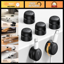 6 Pack Rotatable Cable Organizer Clips - Desk & Nightstand Wire Management, Adhe picture