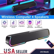 Wireless Computer Speakers Soundbar Stereo Bass Sound for Desktop PC Laptop USA picture