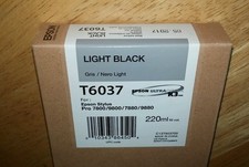 09-2023 GENUINE EPSON T6037 LIGHT BLACK 220ml INK STYLUS PRO 7800 9800 7880 9880 picture