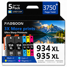 934XL 935XL 5PK BK/C/M/Y High Yield Ink Cartridge Replacement for OfficeJet 6812 picture
