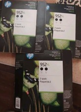 (3)Genuine HP 952XL Black Ink Cartridge 2-Pack Exp 2023-24  - New Sealed picture