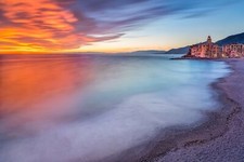 Landscape nature sea beach horizon italy hills building Custom Gaming Mat Desk picture