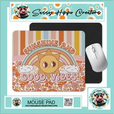 Mouse Pad Retro Sunshine and Good Vibes Rainbow Sun Anti Slip Back Easy Clean picture