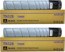 Chip 2-Pack Toner Cartridges Black TN328K TN328 TN-328 Konica Minolta Bizhub BN picture