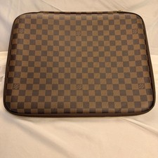 Louis Vuitton Damier Ebene 15 Laptop Sleeve Case Zip Clutch Inventeur Brown picture