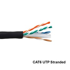 KNTK Black 1000ft Cat6 UTP Stranded Ethernet Bulk Cable 24AWG 550MHz Network RJ4 picture