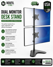 Dual Monitor Desk Stand Free-Standing LCD Mount, Holds in Stacked Vertic... picture