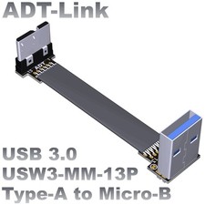 ADT-Link USB3.0 Male-to-Male Cable Type-A Transfer Micro-B Double Curved Angle picture