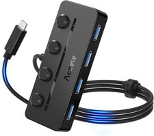 USB C Hub 4 Port 3.0 with Power Port and Individual Switches for Laptop MacBook picture